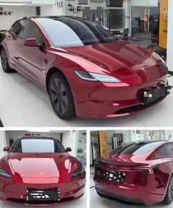 PreproPPF matte paint protection film on red Tesla