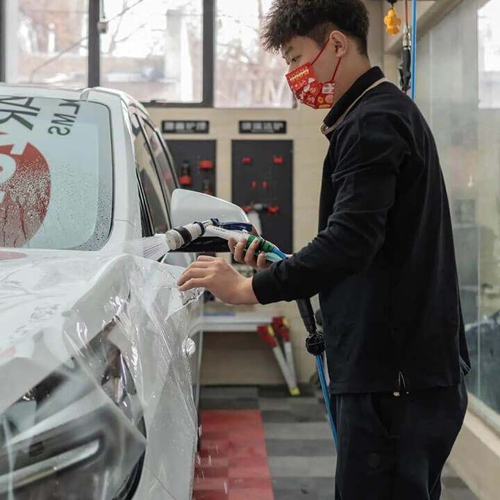 white car PPF installaiton process