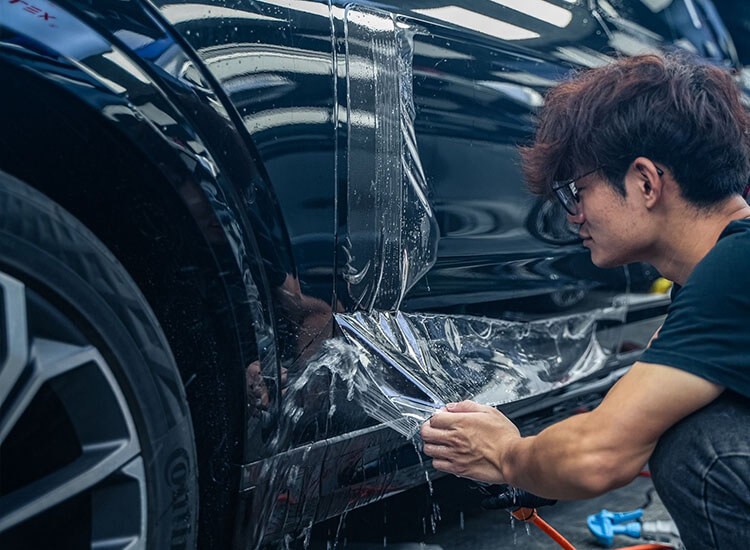 PPF installing process Black car PPF installing process