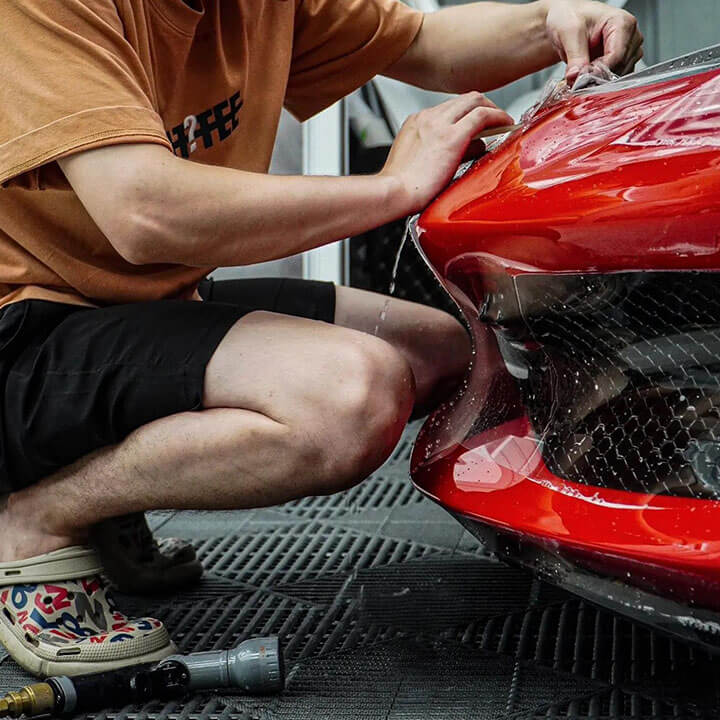 TPU PPF red Ferrari-1 296GT installation