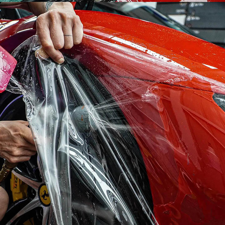TPU PPF red Ferrari-1 296GT installation