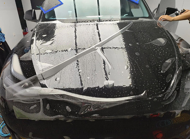 Tesla black model X PPF installation