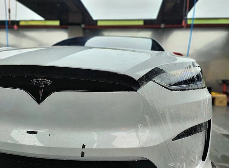 White Tesla model X PPF installation