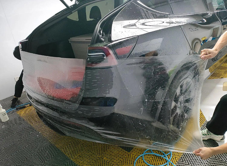 Black Tesla model X PPF installation