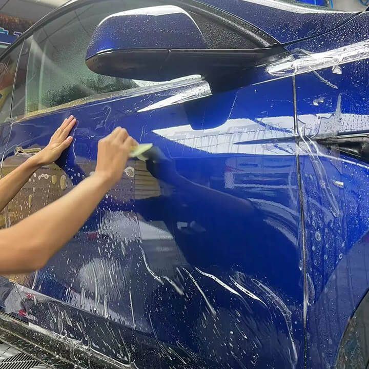 Tesla model Y clear PPF installaiton (7) Blue Tesla model Y clear PPF installation